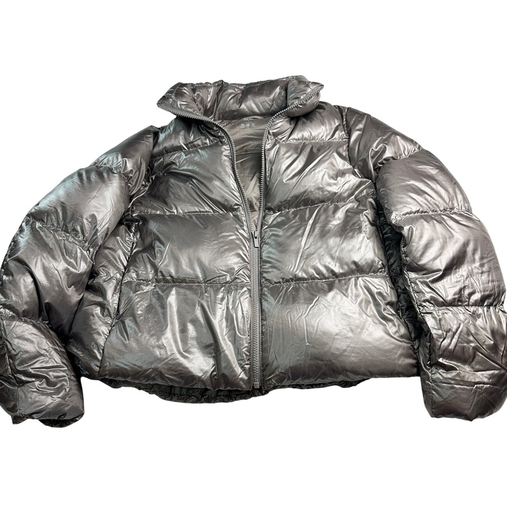 Uniqlo Ultra Light Down Metallic Puffer Jacket Silver Pewter Unisex Small
